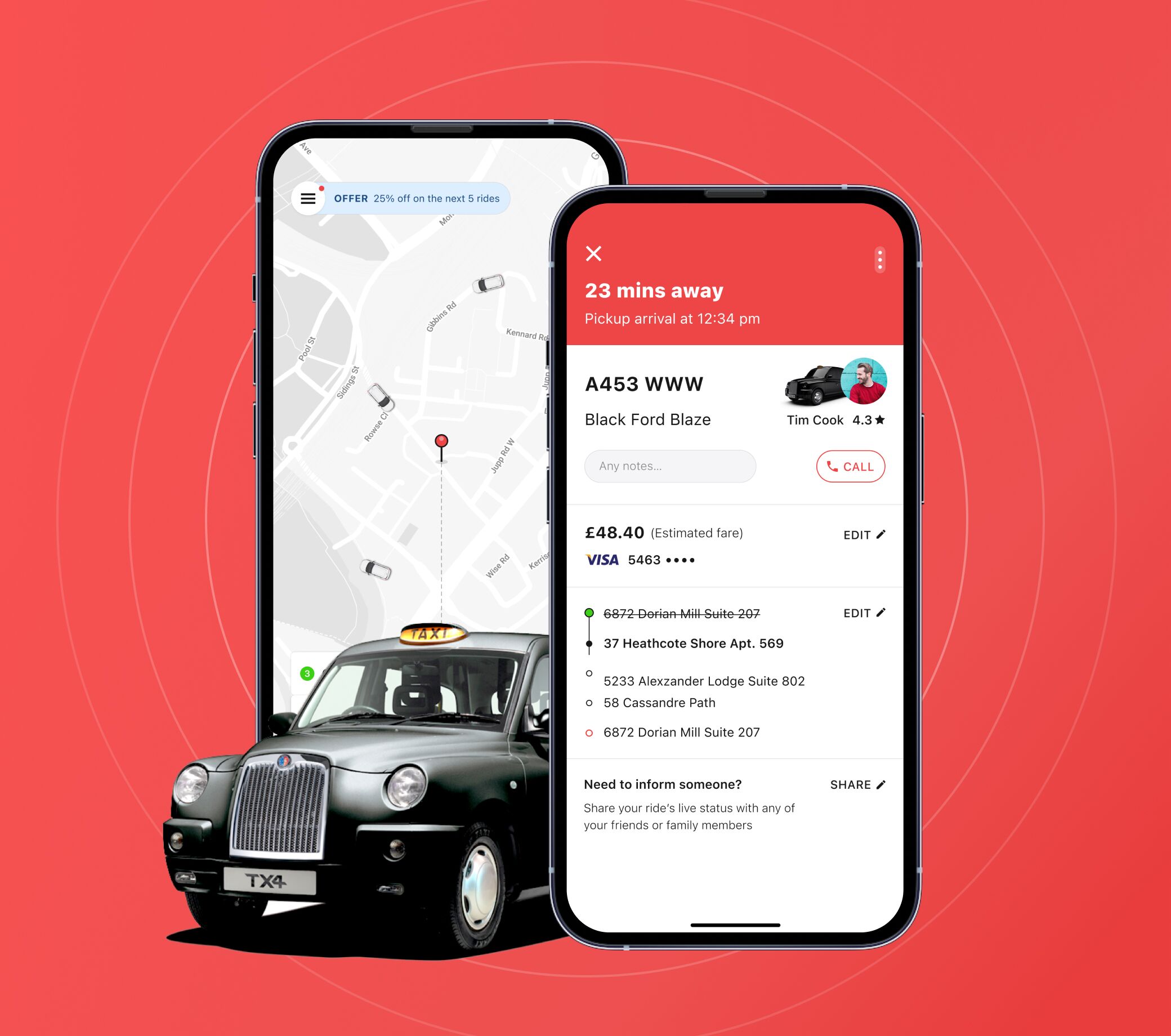 White-label, web and app taxi solution built by Thumbmunkeys