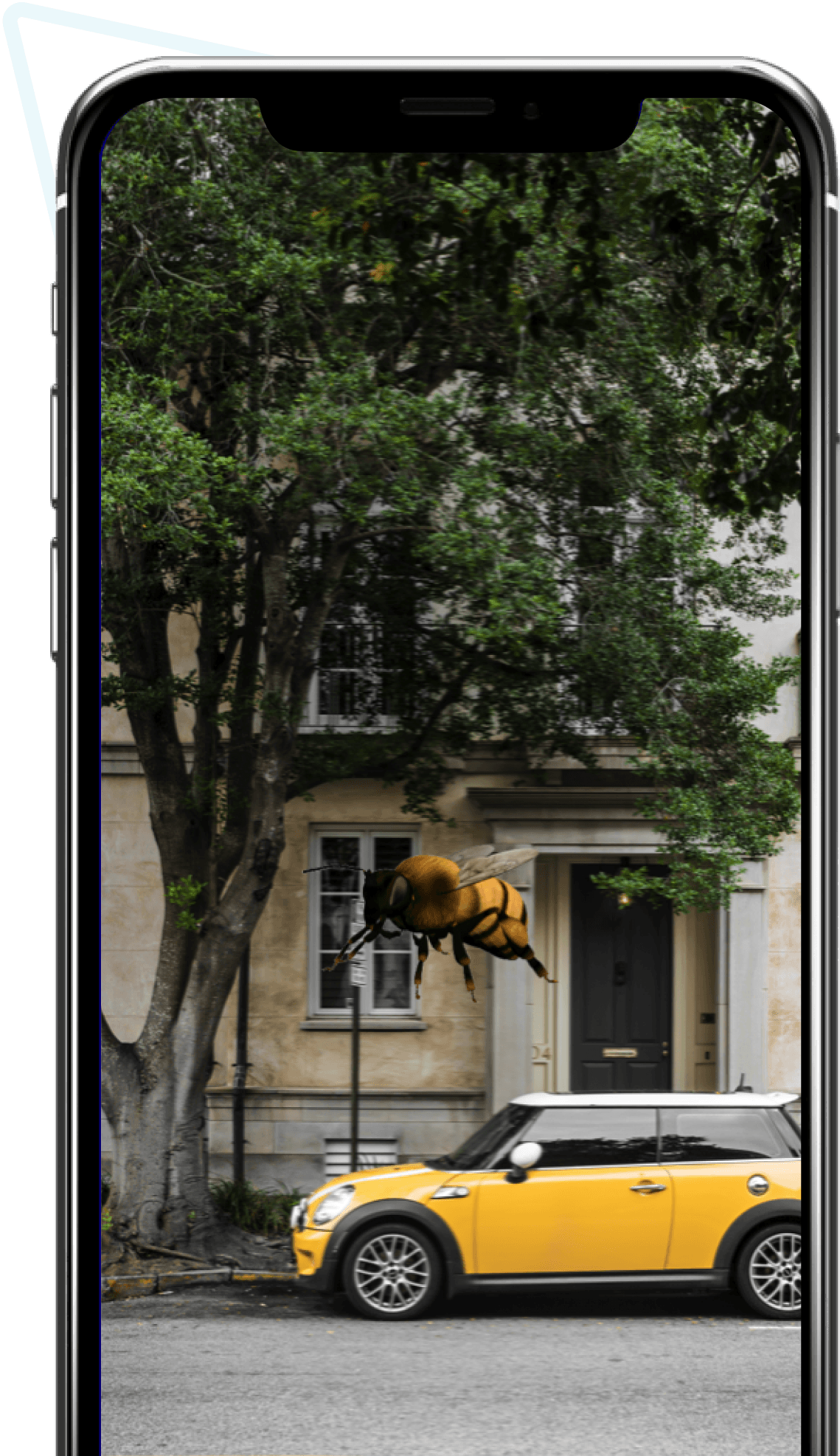 Bumblebee in real life using AR - outdoors