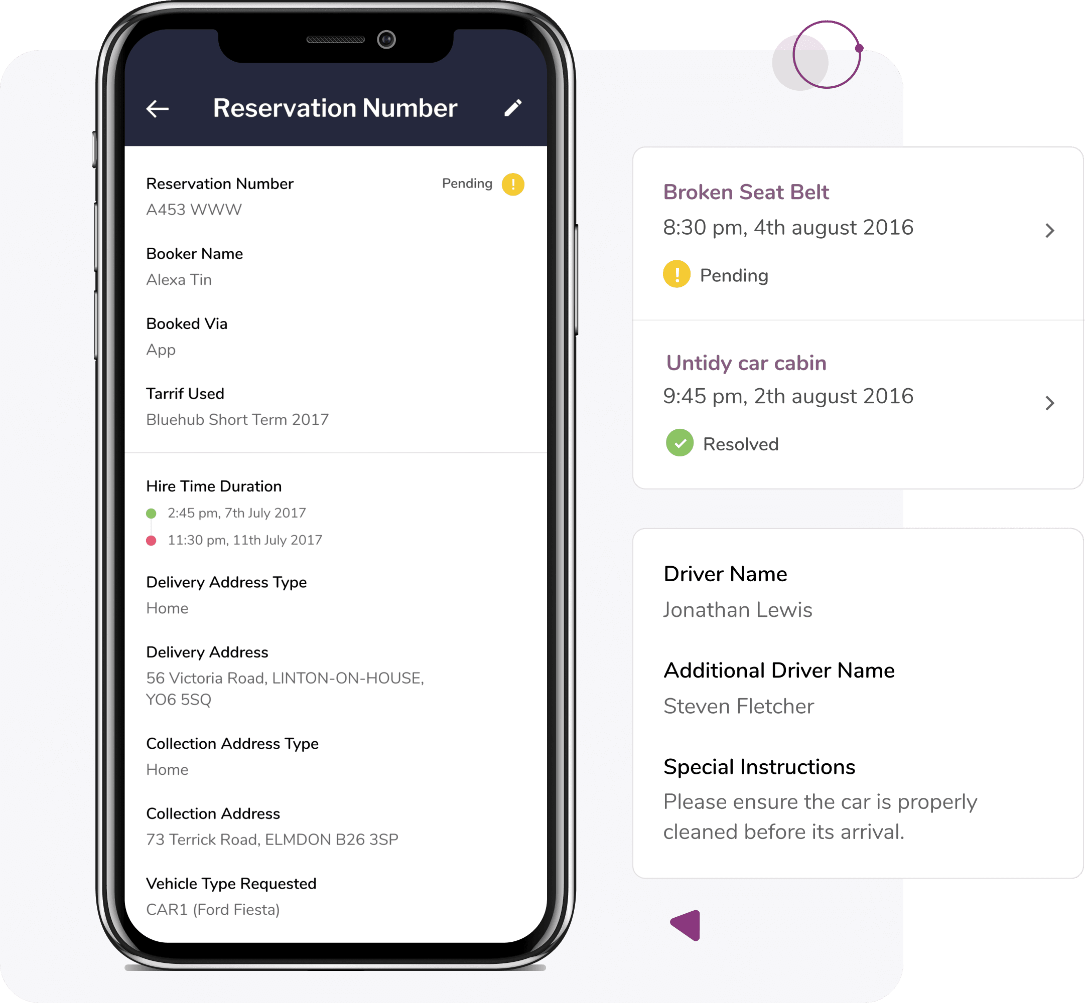 Passenger and ride details on Foursky