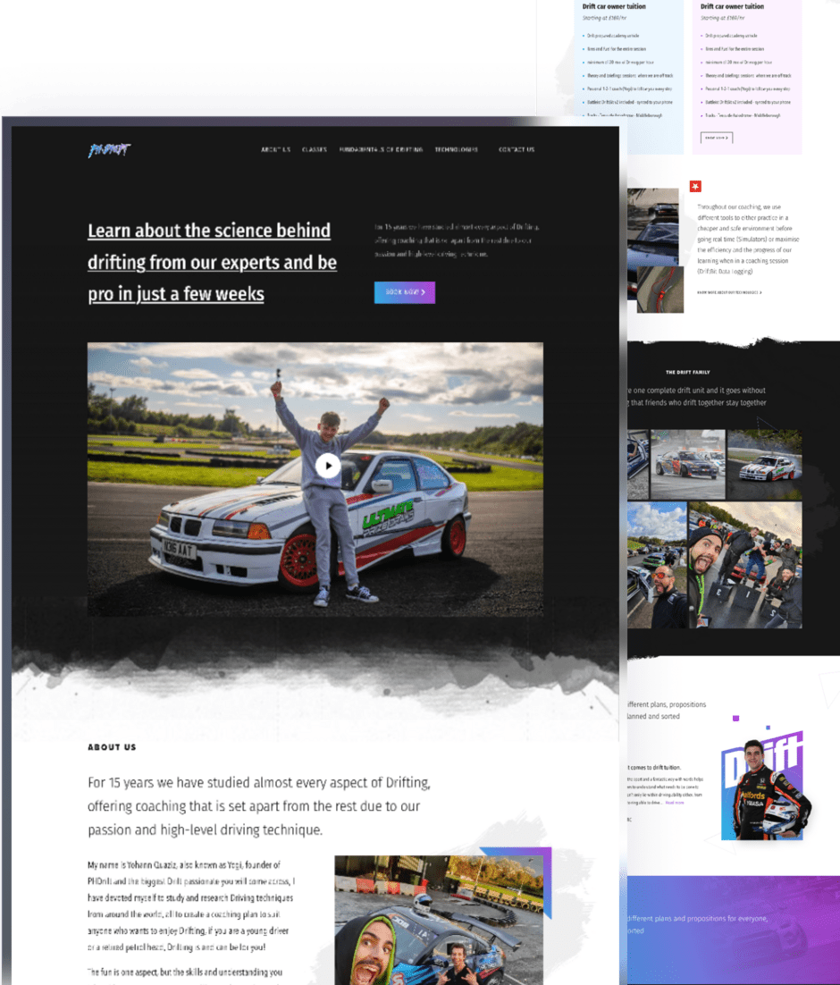 New website and branding for PHDrift, a popular drifting academy