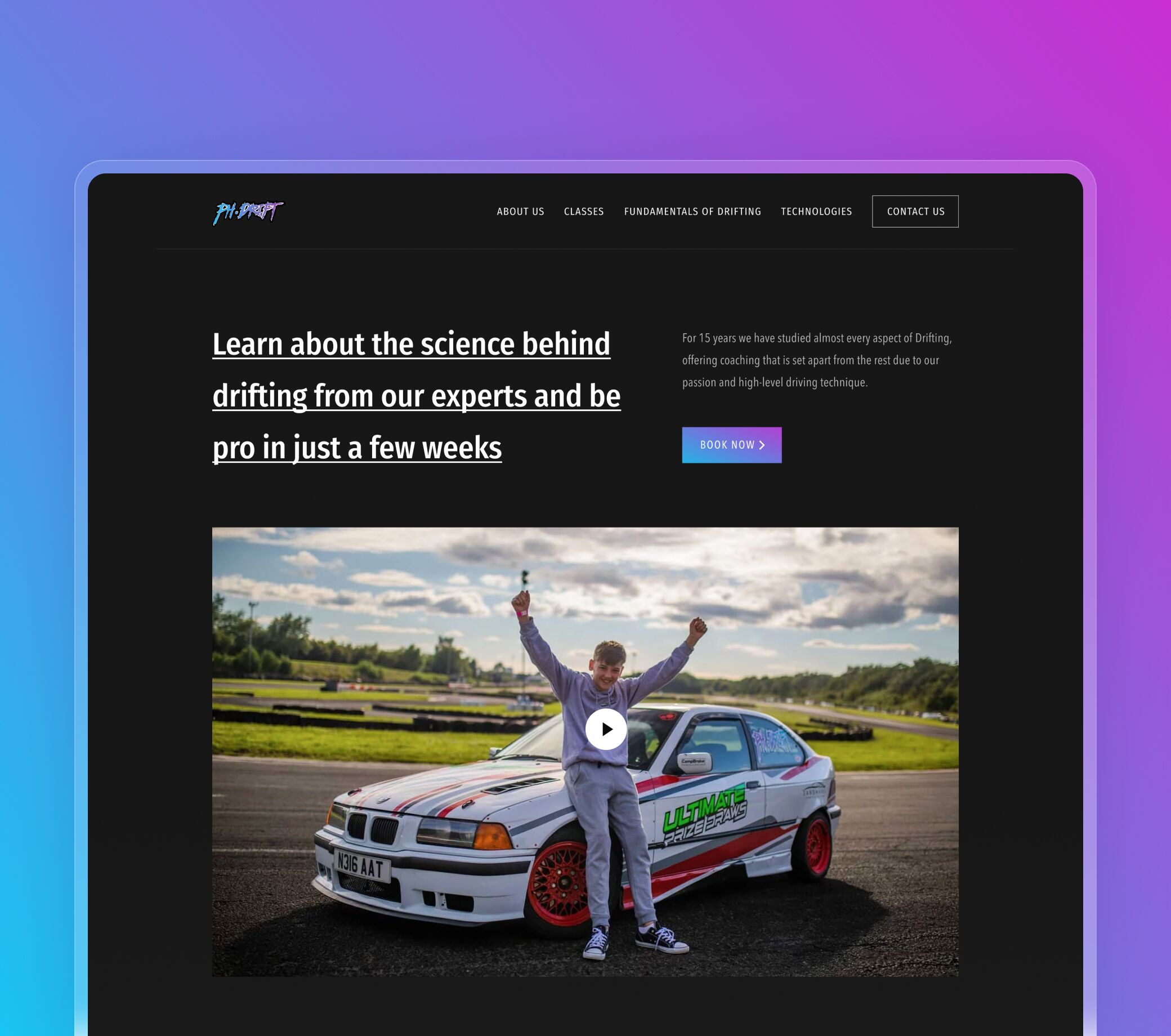 New website and branding for PHDrift, a popular drifting academy