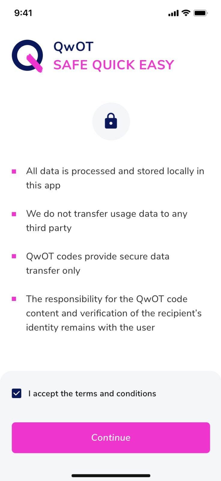 Security terms and conditions on QwOT