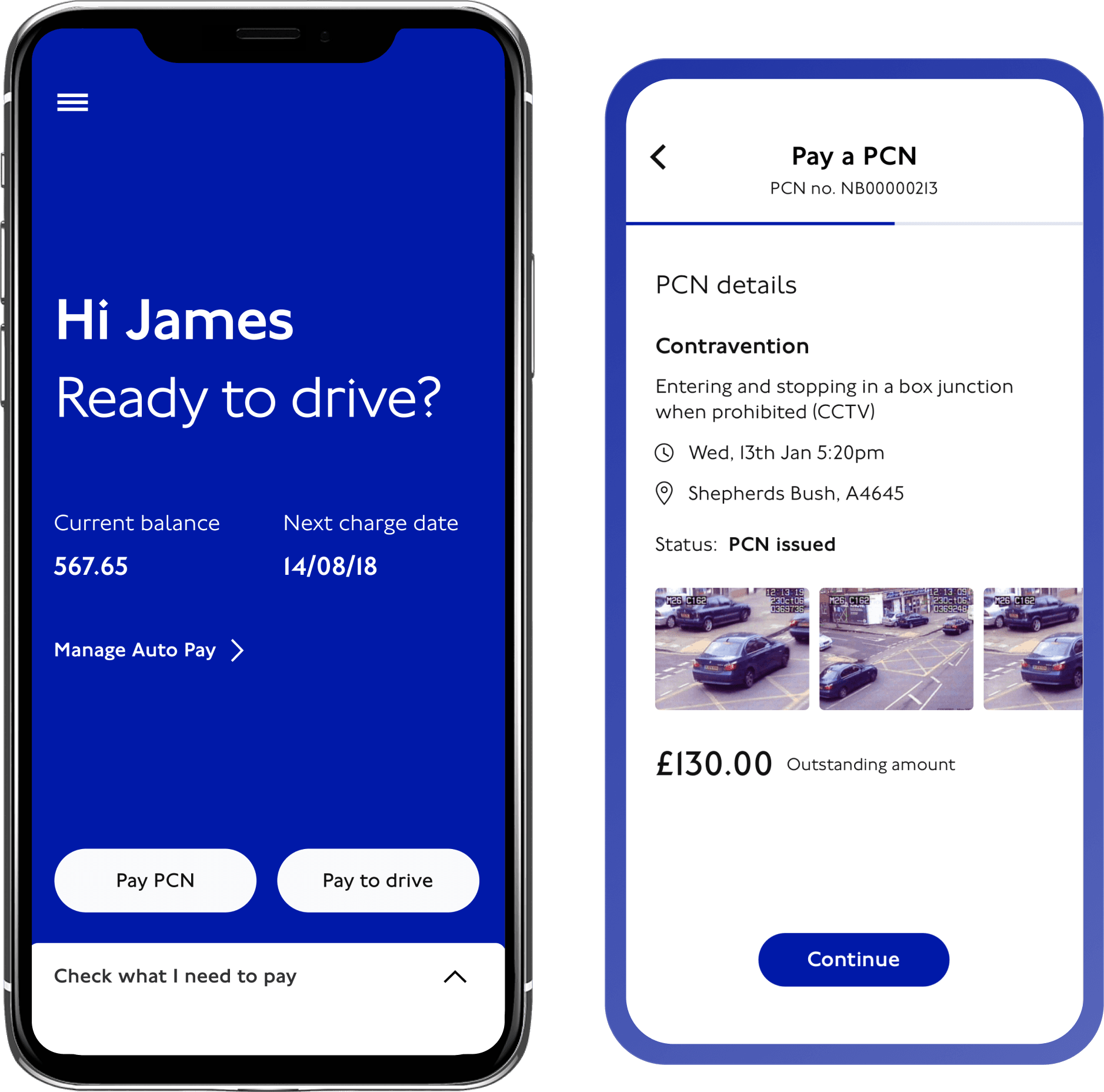 The TfL Pay to Drive in London app