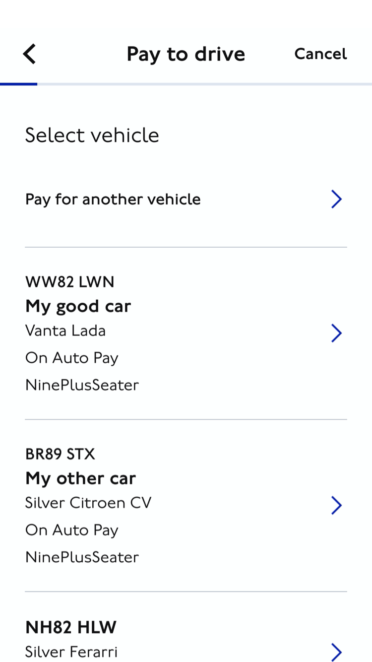 Vehicle selection